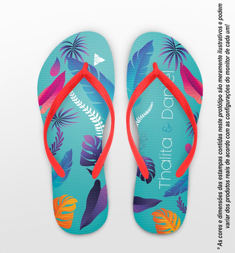 Chinelo Casamento Folhagem Tropical Personalizado COD 12690