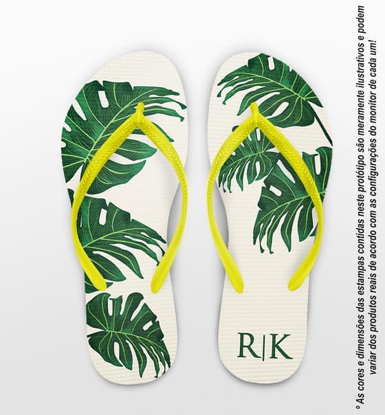 Chinelo Casamento Folhas Costela de Adão Personalizado COD 12359