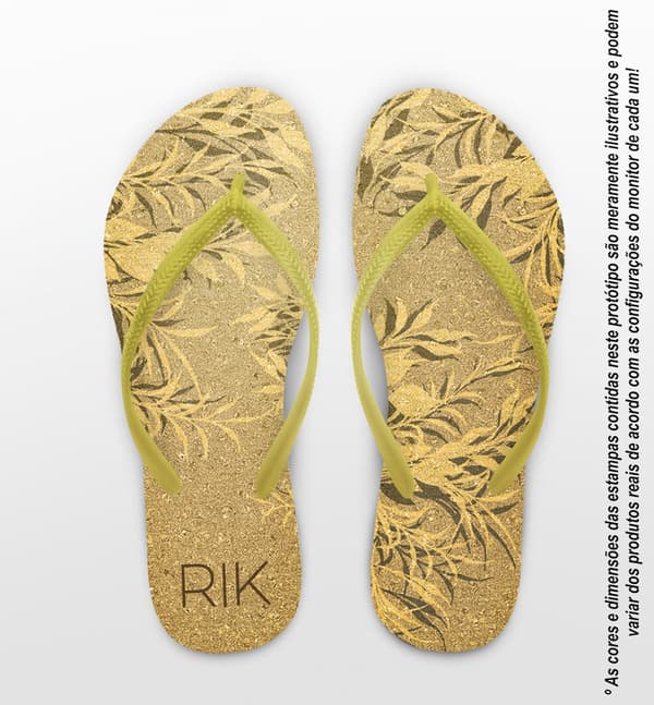 Chinelo Casamento Folhas Douradas Personalizado COD 12450