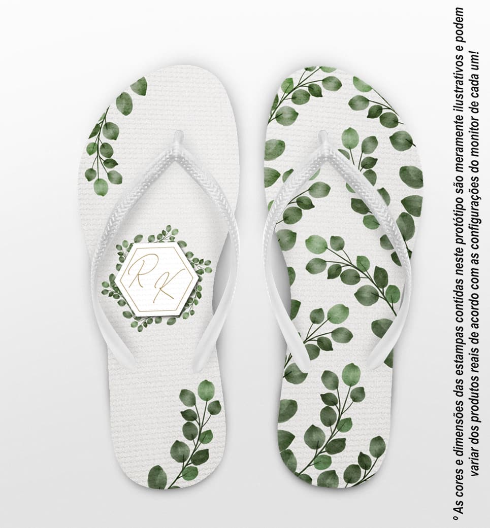 Chinelo Casamento Folhas Eucalipto Casamento Personalizado COD 12454