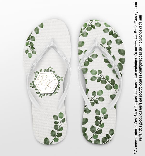 Chinelo Casamento Folhas Eucalipto Casamento Personalizado COD 12454