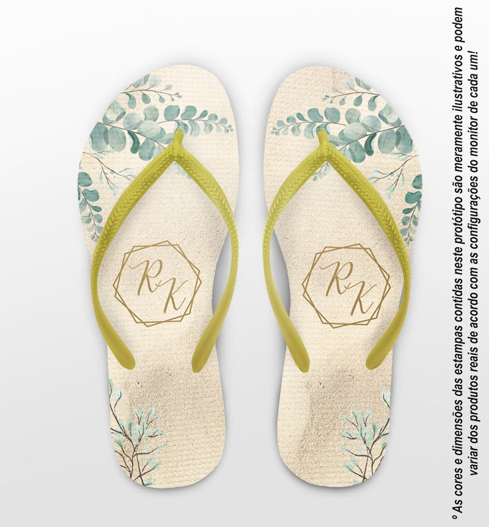 Chinelo Casamento Folhas Eucalipto Casamento Personalizado COD 12455