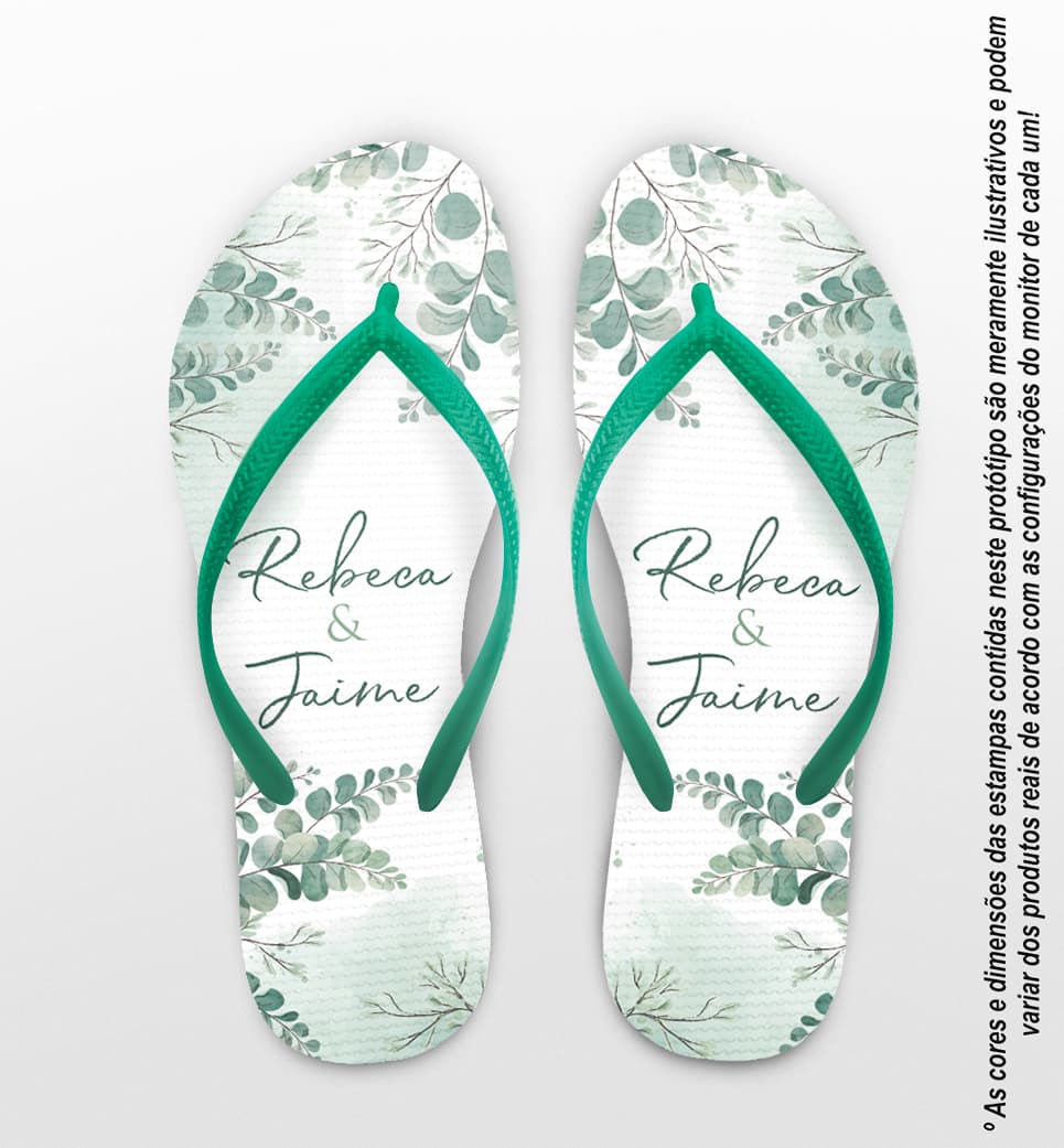 Chinelo Casamento Folhas Eucalipto Casamento Personalizado COD 12457