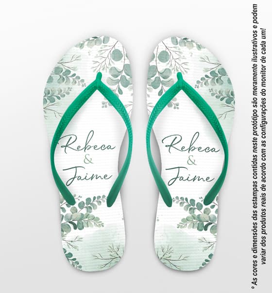 Chinelo Casamento Folhas Eucalipto Casamento Personalizado COD 12457