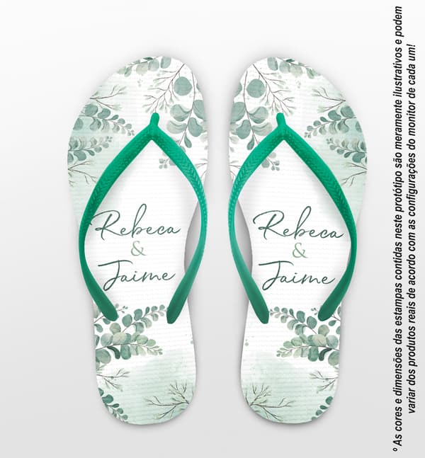 Chinelo Casamento Folhas Eucalipto Casamento Personalizado COD 12457