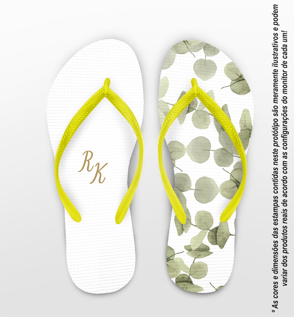 Chinelo Casamento Folhas Eucalipto Personalizado COD 12319