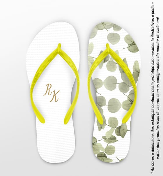 Chinelo Casamento Folhas Eucalipto Personalizado COD 12319