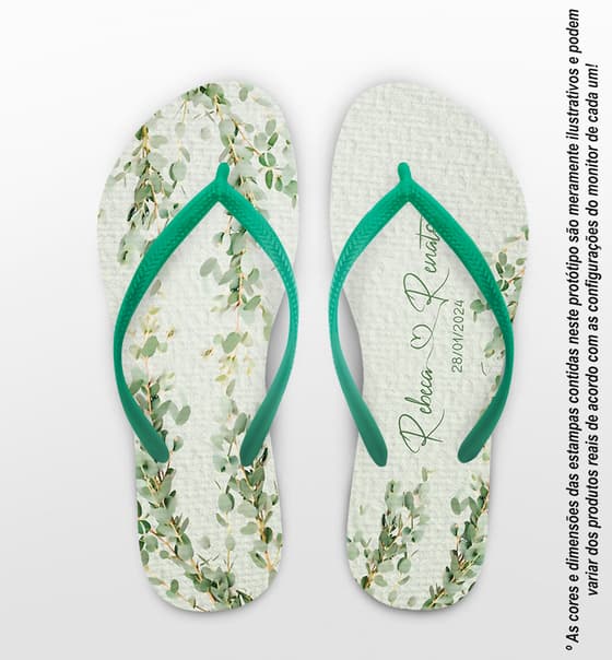 Chinelo Casamento Folhas Eucalipto Personalizado COD 12411