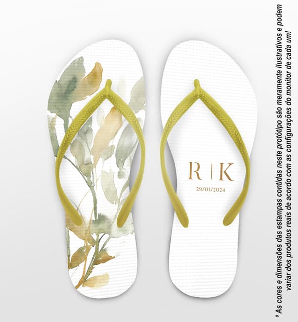Chinelo Casamento Folhas Eucalipto Personalizado COD 12416