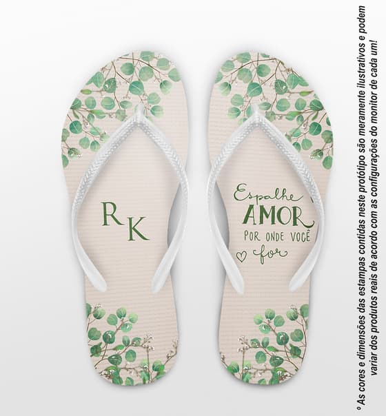 Chinelo Casamento Folhas Eucalipto Personalizado COD 12424