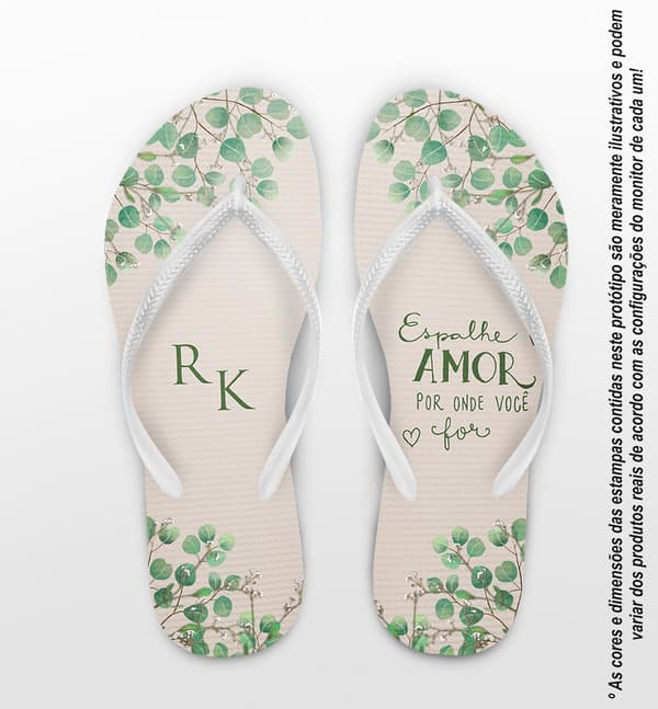 Chinelo Casamento Folhas Eucalipto Personalizado COD 12424