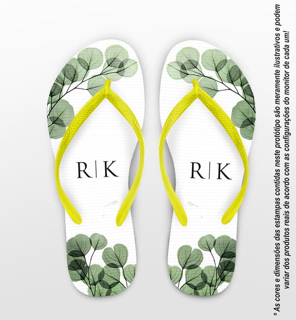 Chinelo Casamento Folhas Eucalipto Personalizado COD 12427