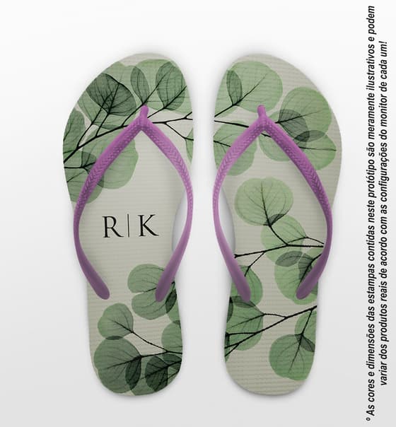Chinelo Casamento Folhas Eucalipto Personalizado COD 12428