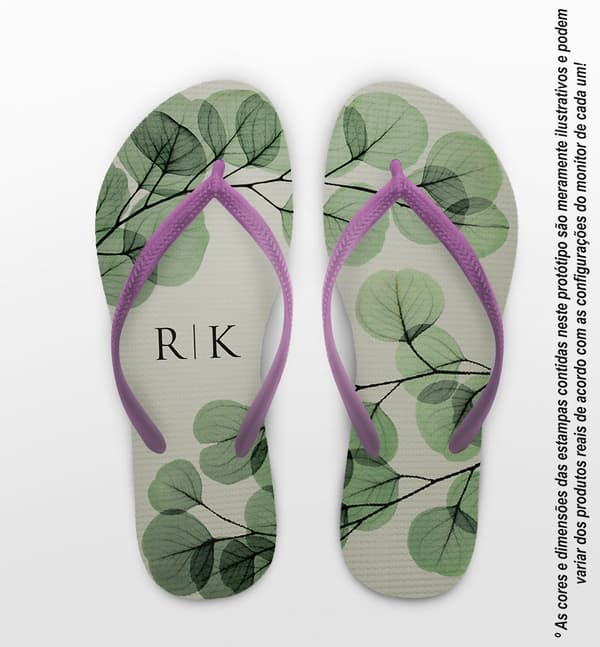 Chinelo Casamento Folhas Eucalipto Personalizado COD 12428