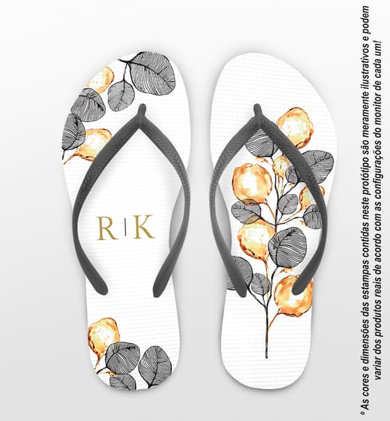 Chinelo Casamento Folhas Eucalipto Personalizado COD 12431
