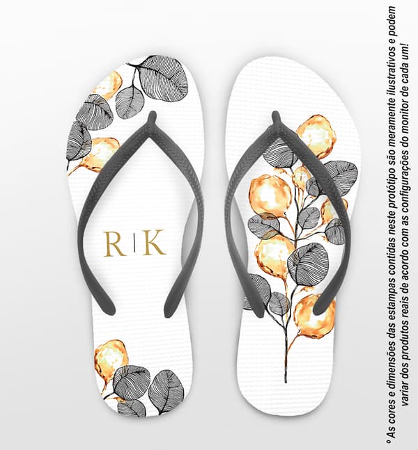 Chinelo Casamento Folhas Eucalipto Personalizado COD 12431