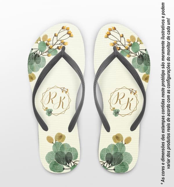 Chinelo Casamento Folhas Eucalipto Personalizado COD 12449