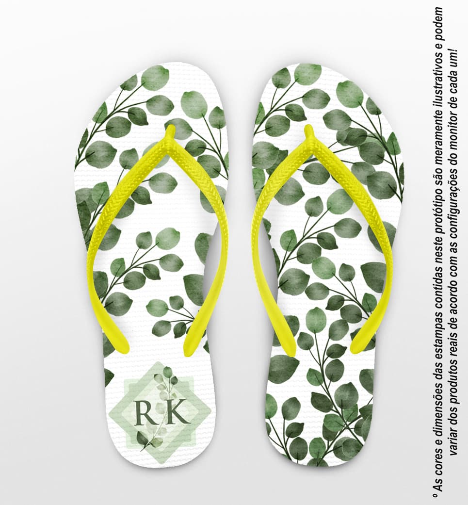 Chinelo Casamento Folhas Eucalipto Personalizado COD 12451