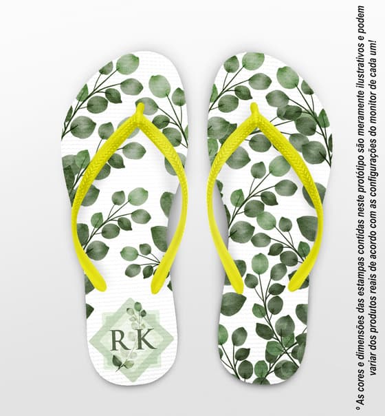 Chinelo Casamento Folhas Eucalipto Personalizado COD 12451