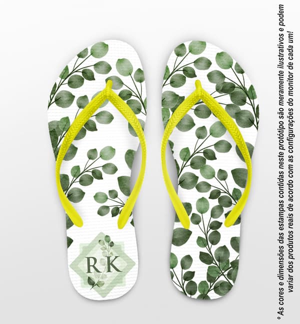 Chinelo Casamento Folhas Eucalipto Personalizado COD 12451