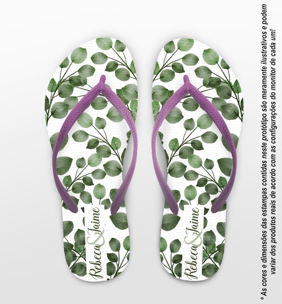 Chinelo Casamento Folhas Eucalipto Personalizado COD 12452