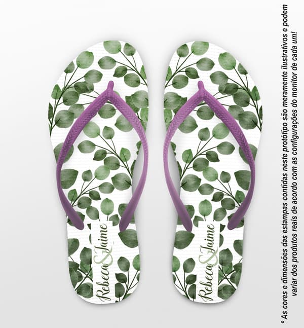 Chinelo Casamento Folhas Eucalipto Personalizado COD 12452
