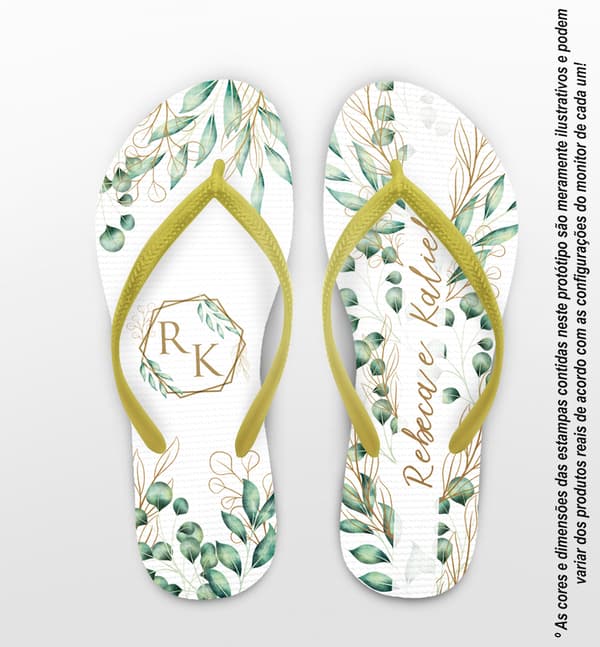 Chinelo Casamento Folhas Eucalipto Personalizado COD 12453