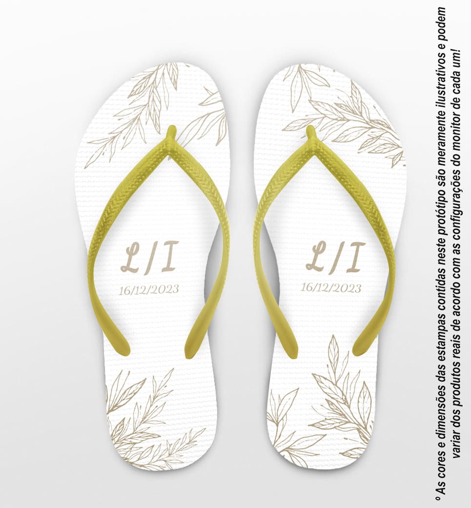 Chinelo Casamento Folhas Lineart Personalizado COD 12545