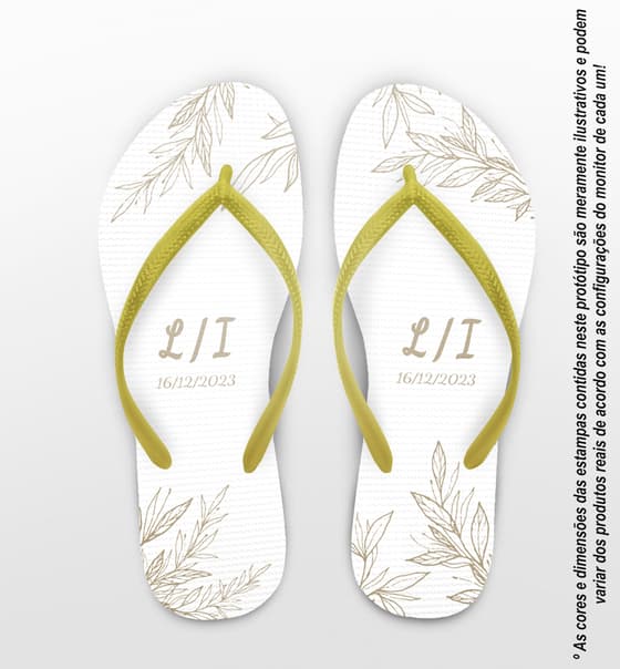 Chinelo Casamento Folhas Lineart Personalizado COD 12545