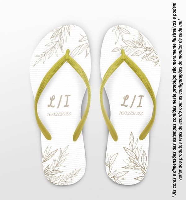Chinelo Casamento Folhas Lineart Personalizado COD 12545