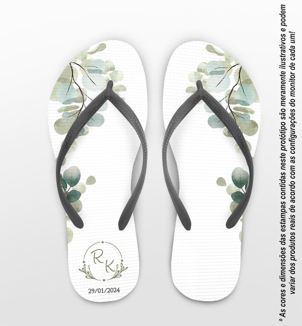 Chinelo Casamento Folhas Personalizado COD 12330