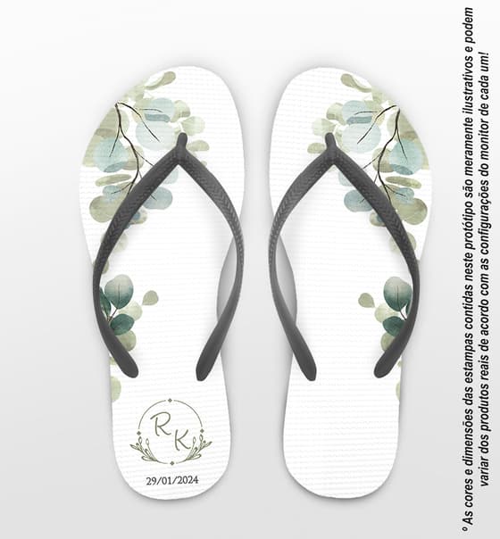 Chinelo Casamento Folhas Personalizado COD 12330