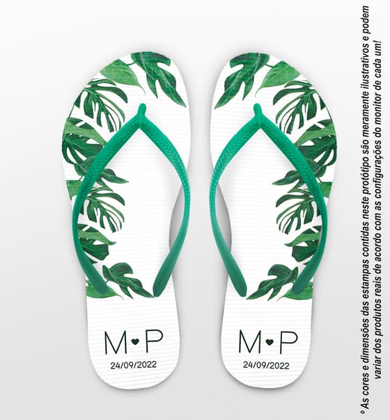 Chinelo Casamento Folhas Personalizado COD 12334