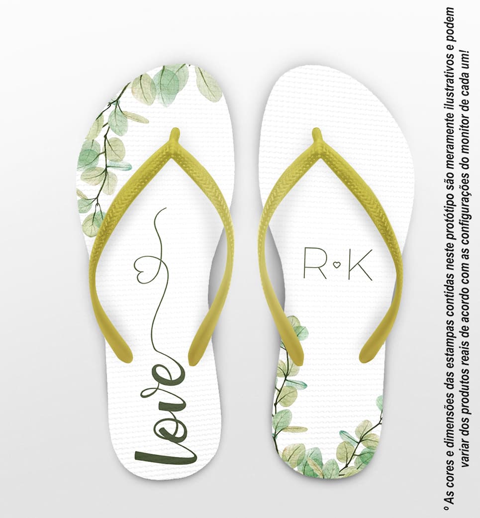Chinelo Casamento Folhas Personalizado COD 12336