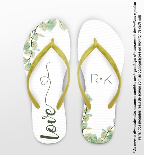 Chinelo Casamento Folhas Personalizado COD 12336