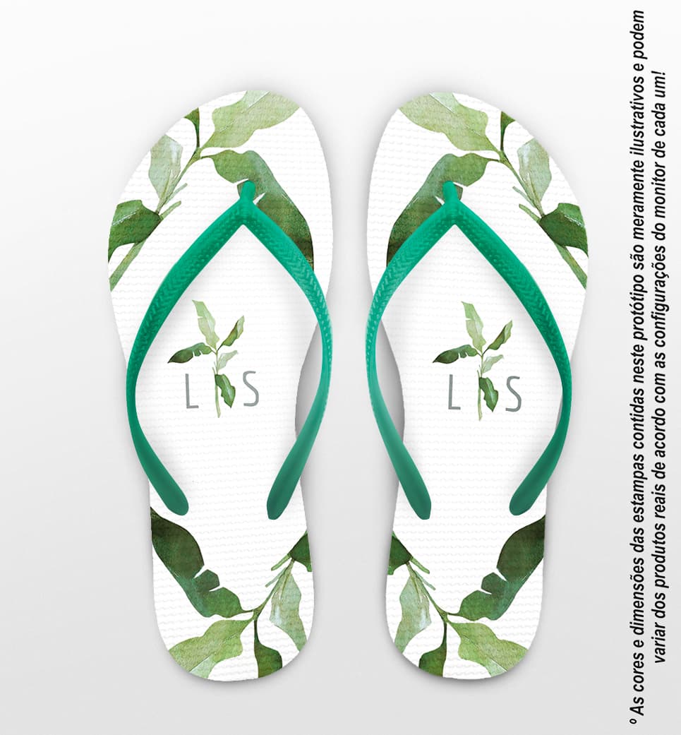 Chinelo Casamento Folhas Personalizado COD 12339