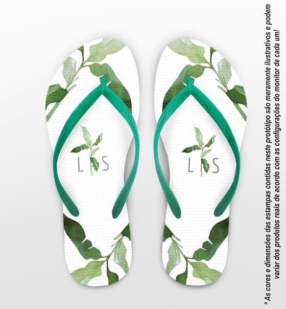 Chinelo Casamento Folhas Personalizado COD 12339