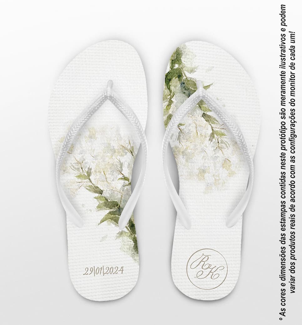 Chinelo Casamento Folhas Personalizado COD 12346