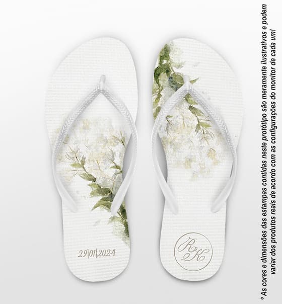 Chinelo Casamento Folhas Personalizado COD 12346