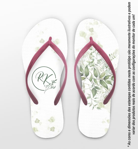 Chinelo Casamento Folhas Personalizado COD 12349