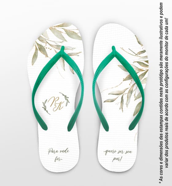 Chinelo Casamento Folhas Personalizado COD 12352