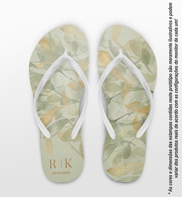 Chinelo Casamento Folhas Personalizado COD 12417