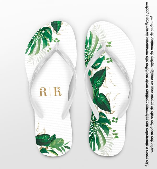 Chinelo Casamento Folhas Personalizado COD 12430
