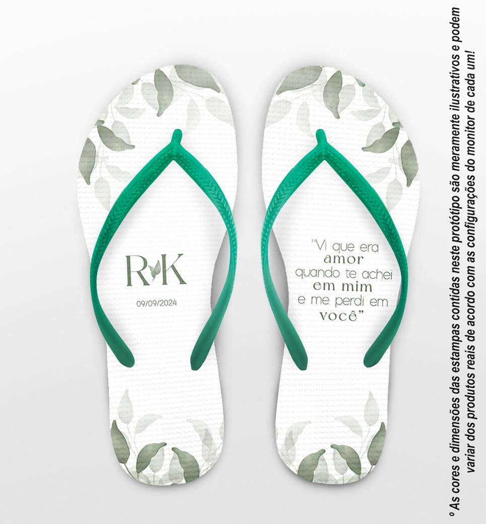 Chinelo Casamento Folhas Personalizado COD 12466