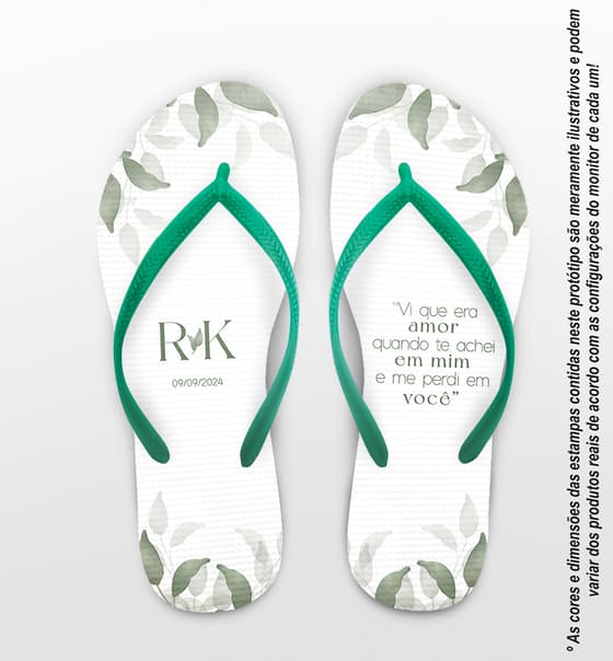 Chinelo Casamento Folhas Personalizado COD 12466