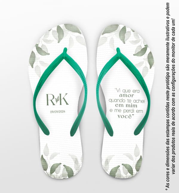 Chinelo Casamento Folhas Personalizado COD 12466