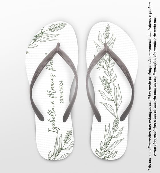 Chinelo Casamento Folhas Personalizado COD 12471
