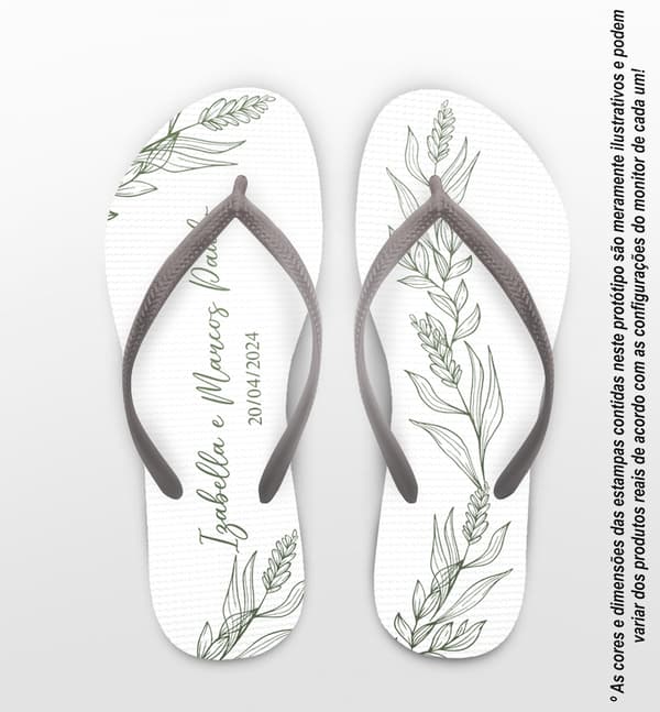 Chinelo Casamento Folhas Personalizado COD 12471