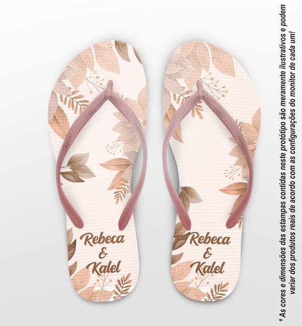Chinelo casamento Folhas Personalizado COD 12596