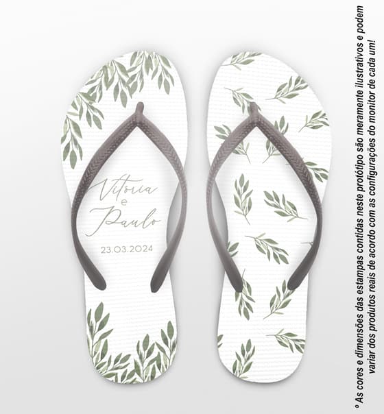 Chinelo Casamento Folhas Personalizado COD 12688
